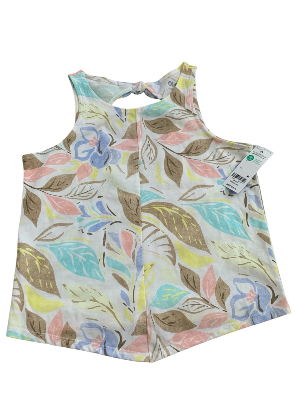 Osh Kosh B'gosh Size 10 Floral Sleeveless Top Key Back NEW colorful summer